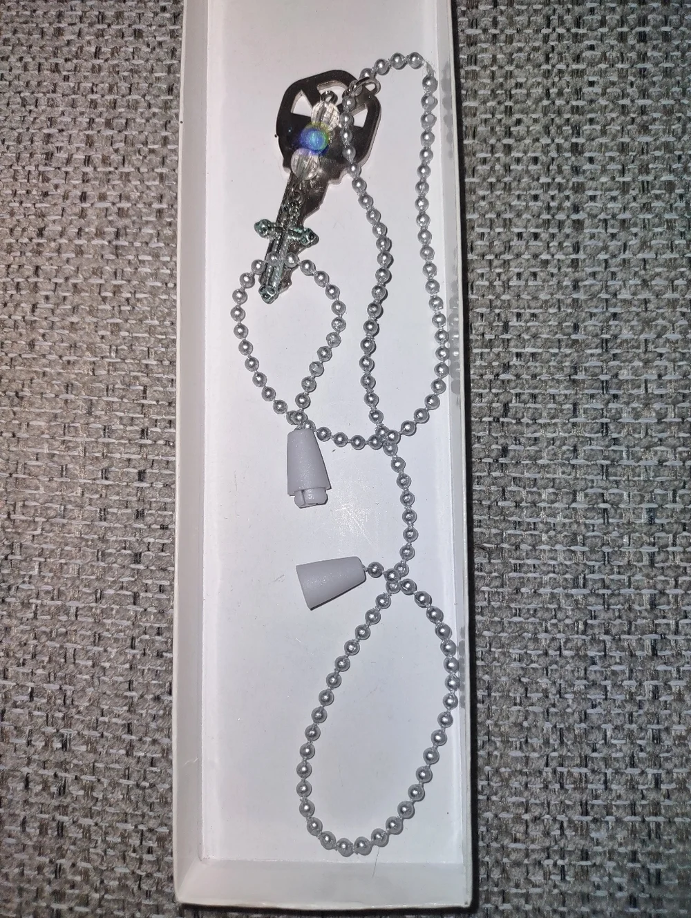 Kid's Key Necklace with Beads & Christian Cross - Picture 3 of 16